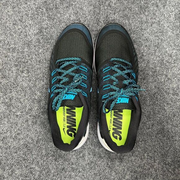 Nike Free 5.0 Running Shoes Men's 13 Black Blue Lagoon Athletic Barefoot Sneaker - Picture 9 of 13